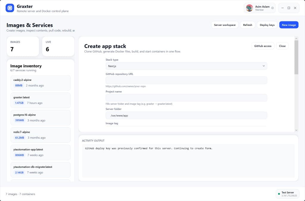 Integrated SSH terminal with infrastructure quick actions